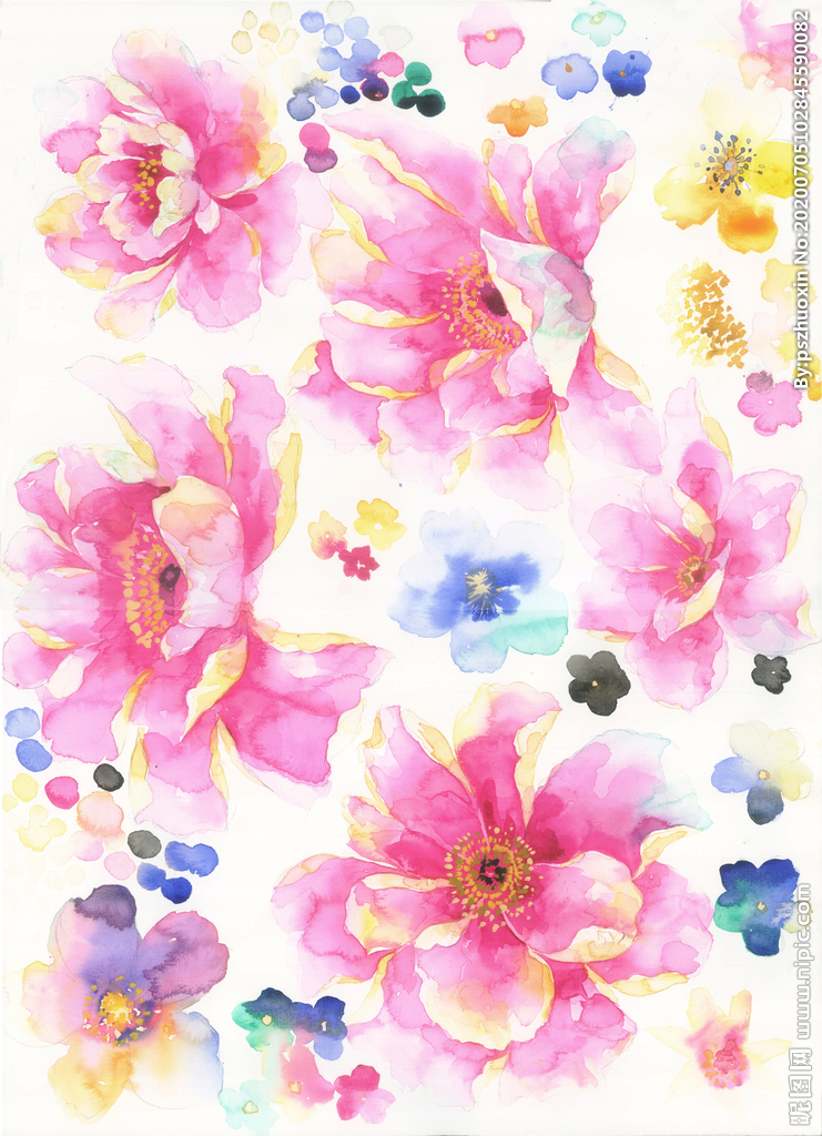 原创水彩手绘艺术花卉素材图片